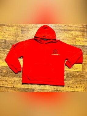 Red "I'm Woodman" Graphic Pullover Hoodie - Men